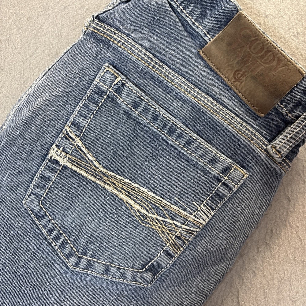 Cody James Jeans Mens 30x36 Blue Medium Wash Whiskered Straight Leg Denim